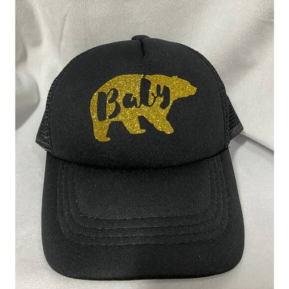 One Baby Trucker Hat California Bear Black with Gold Image NEW - Picture 3 of 6